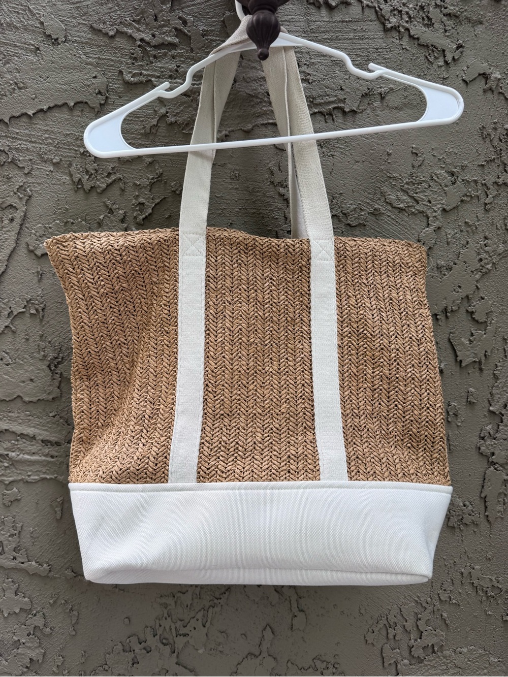Show Me Your Mumu Sunseeker Tote White Canvas Rattan Beach Pool Tote View 5